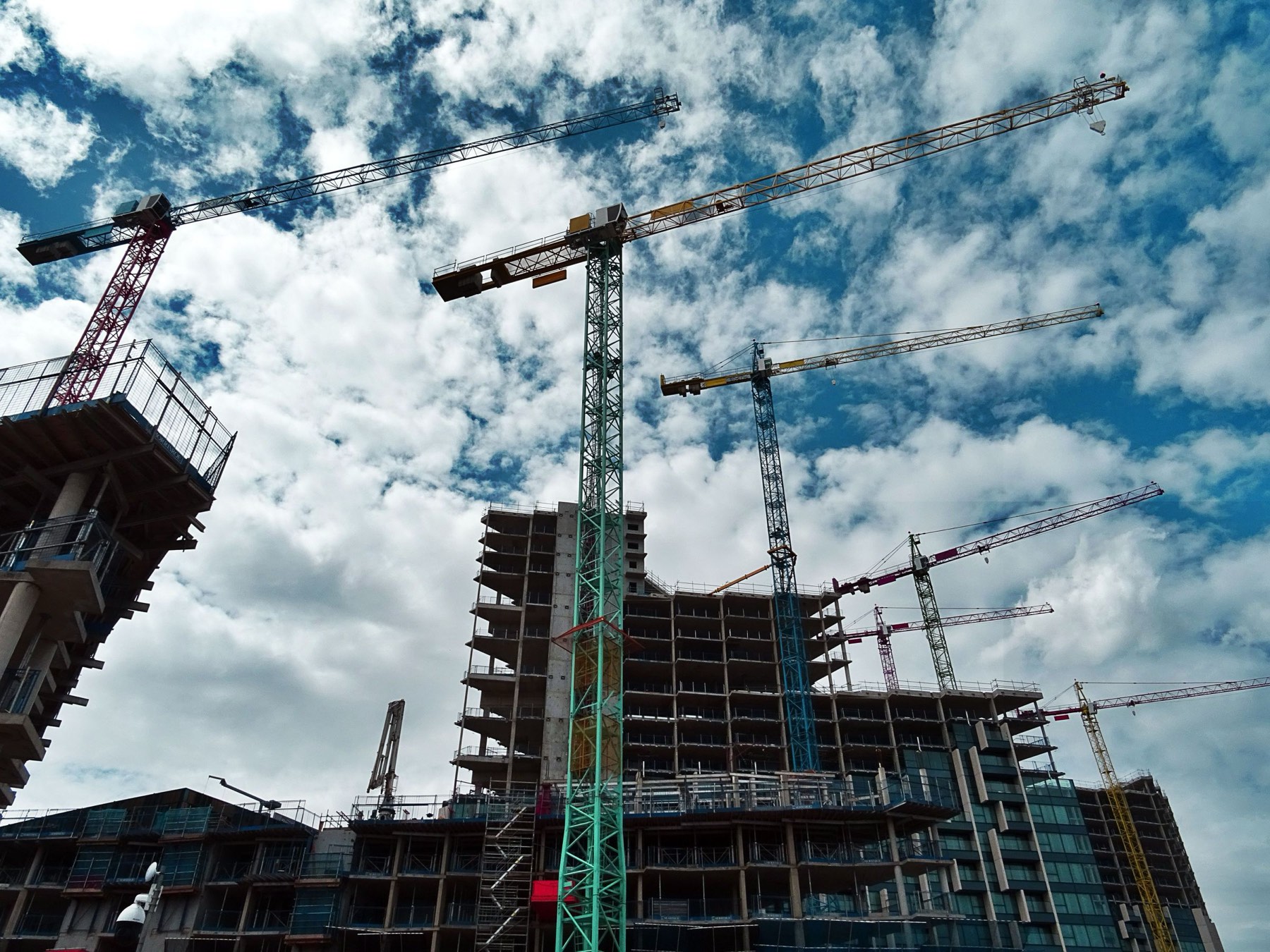 Tower cranes over a construction site