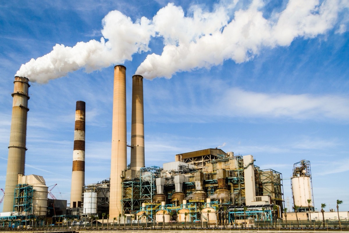 An industrial plant with stacks